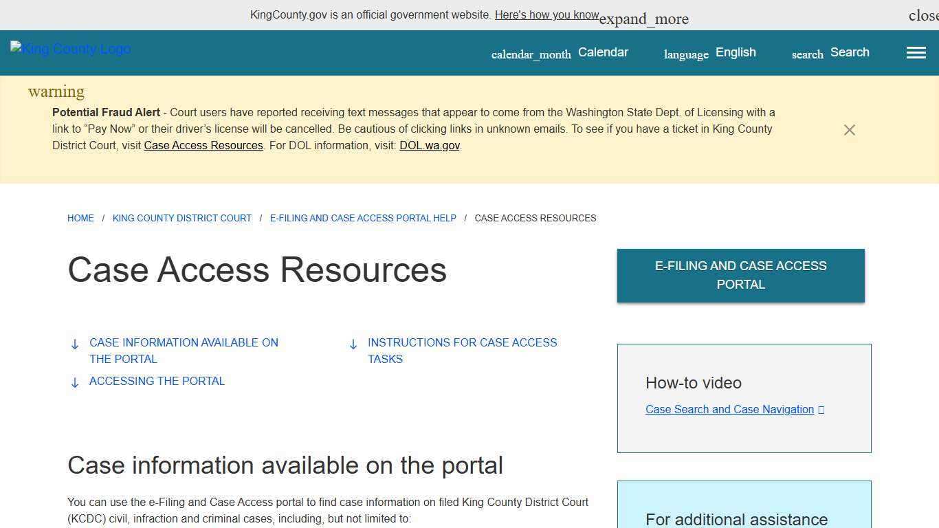 Case Access Resources - King County, Washington
